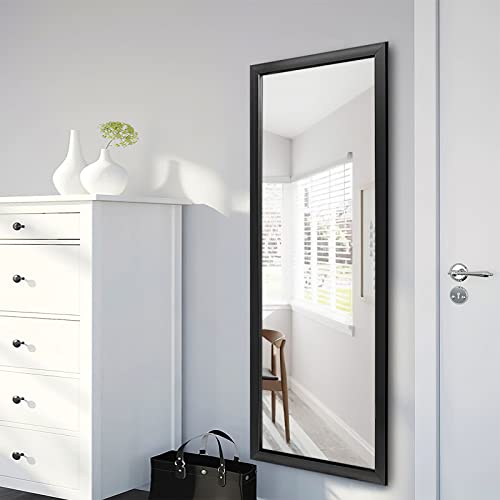 Image of PexFix Full Length Floor Mirror Floor Stand up or Wall Mounted Mirror Mirror Full Length with Thin Frame Mirror,Black,44''x16''