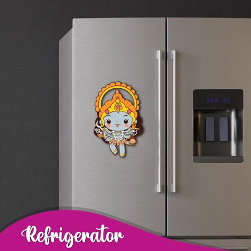 Image of Bhai Please Goddess Kali Wooden Fridge Magnet (Pack of 1) |Hindu God, Spiritual, Divine, Devotional, Housewarming Gift and Decorations