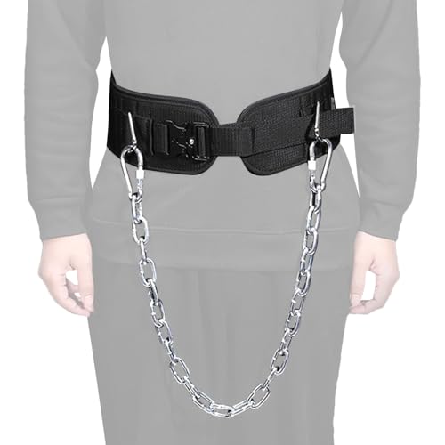 Cinturón de entrenamiento – Soporte lumbar para espalda | con cadena de 27.6 pulgadas para levantamiento de pesas para hombres – para sentadillas, estocadas, peso muerto, hrusters, flexiones