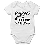 Shirtracer Vatertag Baby - Papas Bester Schuss Papas Bester schuss - BZ10 - Baby Body Kurzarm, 0-3 Monate, 01 Weiß