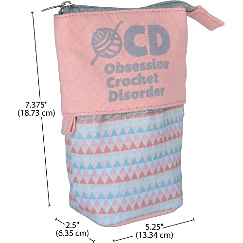 Image of Boye 42-40165 ''OCD'' Fabric Crochet Storage Bag with Zipper, 5.75 inch x 7 inch, Multicolor