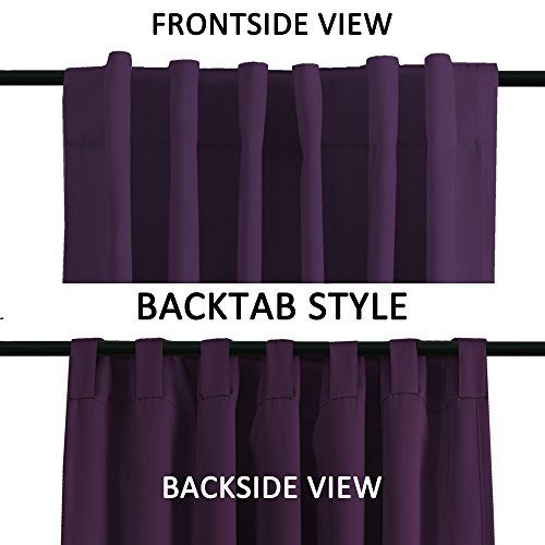 Turquoize Back Tab Curtains Room Darkening Curtains - Thermal Insulated Purple Blackout Curtain For Girls Rod Pocket Curtain Window Treatments For Nursery Bedroom 2 Panels- Purple-52 W X 63" L #TOP3