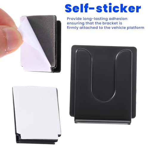 Mabor 2Pcs Radio Microphone Hanger with Adhesive Back, CB Mic Holder Mount, Black Metal Car Mic Hanger, Universal Radio Mic Clip Holder for Cars Homes Offices 36 x 30 x 9 mm - Image 2