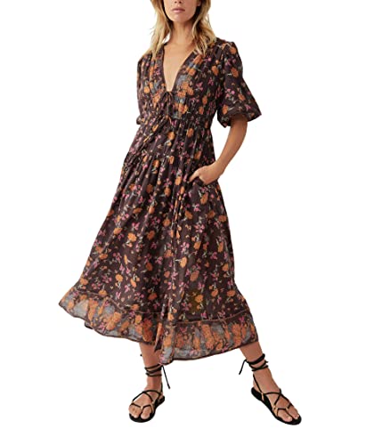 Free People Lysette Maxi Dress Chocolate Combo XS (Women's 0-2) : Clothing, Shoes & Jewelry