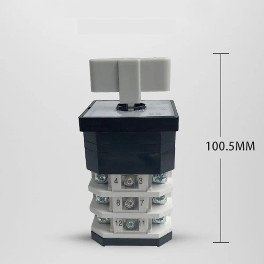 Cam Switch LW12-16/3 Rotary Changeover 12 Terminals 3 Positions On-Off-On DIY Dual Power Use for 5.5kw Motor Control Two Loads