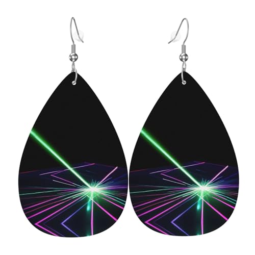 Laser Lights Elegant Leather Earrings-Lightweight Fashionable Drop Earrings For Women,Holiday Earrings