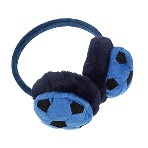 GALPADA 1pc Soccer Shape Earmuffs for Boys and Girls Warm Winter Ear Protectors Blue and Black Cute Design for Outdoor Activities Like Skiing Snowboarding and Ice Skating