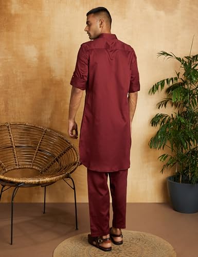 Image of Amazon Brand - Symbol Men's Cotton Solid Kurta Pyjama Set