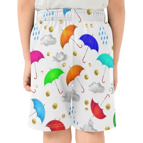 Umbrellas Athletic Shorts with Zipper Pockets, Youth Boys Athletic Running Shorts for Summer3
