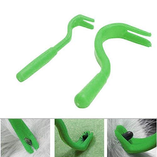 Anti Tick/Lice/Flea/Mite Remover/Picker/Tweezer for Healthy Care of Puppies/Dog/Cat/Kitten (Green)