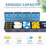 2-Pack Weekly Large Pill Organizer for Travel, 7 Day Pill Boxes and Organizer, Big Compartments Pill Case AM PM,14 Day XL Medication Organizer Dispenser for Fish Oils, Vitamin Holder Supplement (Blue-purple)