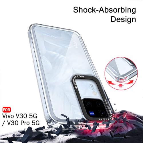 Image of TheGiftKart Hybrid Shockproof Back Cover Case for Vivo V30 / V30 Pro 5G | Stylish Camera Border | Electroplated Buttons | Crystal Clear Hard Back Cover Case (TPU & PC, Transparent Bumper)
