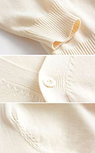 Image of jinghuiyue Women's Cardigan School Uniform Sweater V Neck Button Down Knit Cardigans Coat with Pockets
