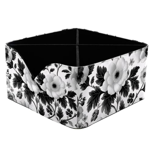 Boîte de rangement fleurs noires et blanches polyvalente et durable