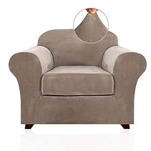 PrinceDeco 2 Piece Chair Cover Velvet Chair Slipcovers Soft Armchair Cover Furniture Protector with Arms Width Up to 49 Inch Chair Sofa Cover with Individual Cushion Covers(Small, Taupe) PrinceDeco 2 Piece Chair Cover Velvet Chair Slipcovers Soft Armchair Cover Furniture Protector with Arms Width Up to 49 Inch Chair Sofa Cover with Individual Cushion CoversSmall Taupe