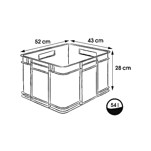 Miniatura 2 de Keeeper Contenedor De Almacenamiento Con Asas, Euro-Box Xxl, Plástico Procyclen, 54 L, Bruno Eco Line, Eco-Gris