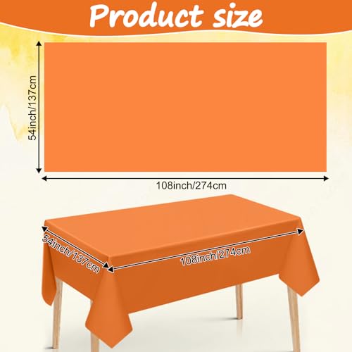 Image of CIEOVO 12 Pcs Plastic Tablecloths, Disposable Rectangle Yellow Orange Brown 54 x 108 Inch Waterproof Table Covers for Fall Harvest Thanksgiving Day Family Birthday Baby Shower Party Decorations