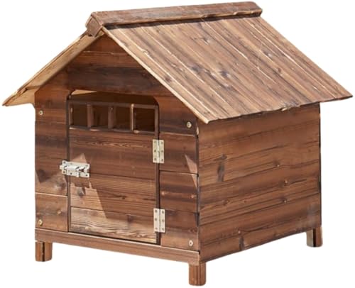 VoyageView 屋外犬小屋 防雨・耐腐食 大型犬小屋 木製屋外ハウス ペットハウス 通気性・保温性 四季通用 防風・防雨・日よけ 組み立て簡単 休憩所 屋外ペット用品 小型犬・中型犬・大型犬に最適 (ドアはあるが窓はない,M)