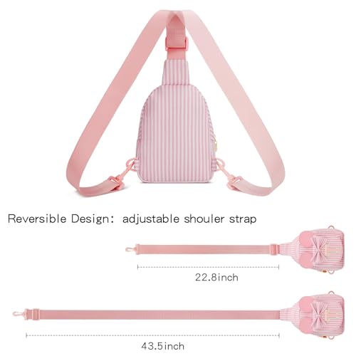 Image of Initial Purse for Girls Kids,Birthday Gifts for 3-8 Years Old | Personalized Crossbody Bag, Small Toddler Sling Bag Cute Fanny Pack, Gift for Daughter Sister Grandkids, Striped Pink T