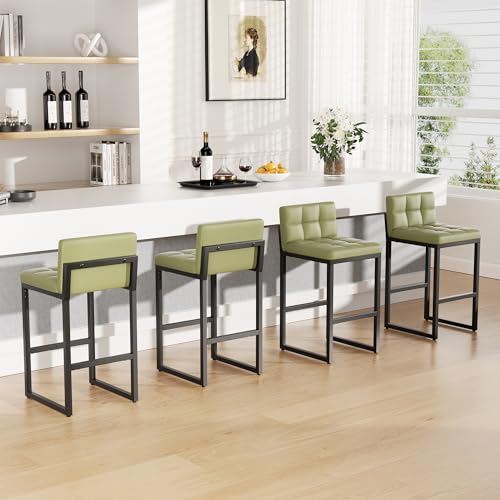 Image of Bar Stools Set of 5, Modern Counter Height Bar Stools with Back,24 inch Green