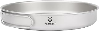 SILVERANT Platos de camping de titanio, vajilla de exterior con asa plegable, utensilios de cocina portátiles para picnic, senderismo y mochilerismo (1000 ml)
