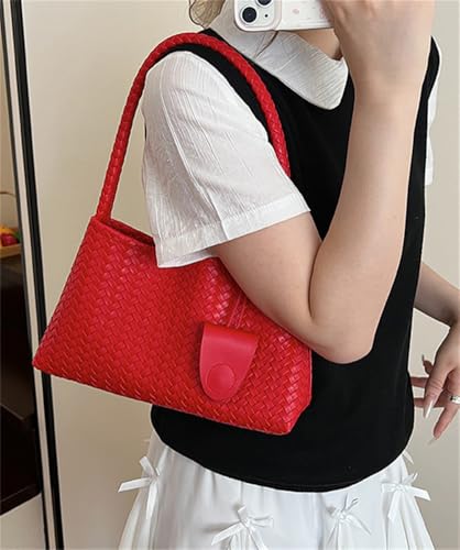 Women PU Leather Shoulder Bag Woven Hobo Tote Handbag Solid Underarm Purse Commuting Travel Dating2
