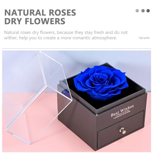 Coffret à bijoux de Saint-Valentin bleu avec boîte à fleurs éternelles