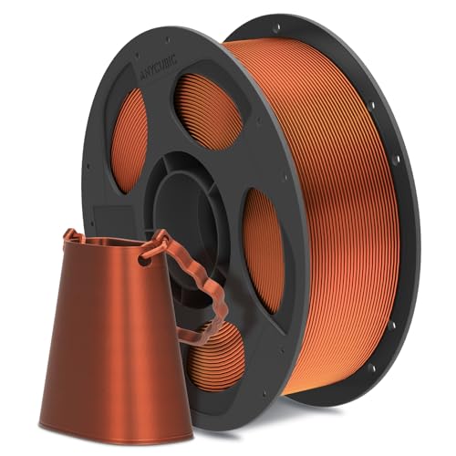 Image of ANYCUBIC Silk Filament, Clog-Free Shiny 3D Printer PLA Filament 1.75mm Dimensional Accuracy + /- 0.02mm, 1KG Reusable Spool (2.2 lbs), Silk Copper