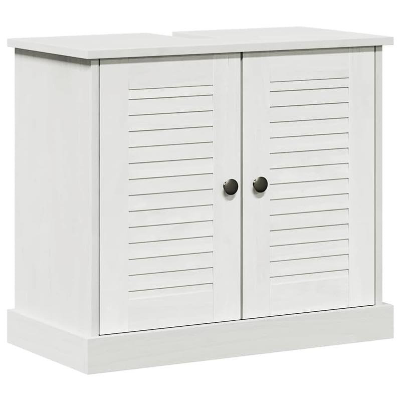 Eleganz Mueble de lavadero 'VIGO' de madera de pino – Espacio de almacenamiento para baño o cocina, 67,5 x 34 x 59 cm, sólido y duradero, ideal para espacios pequeños