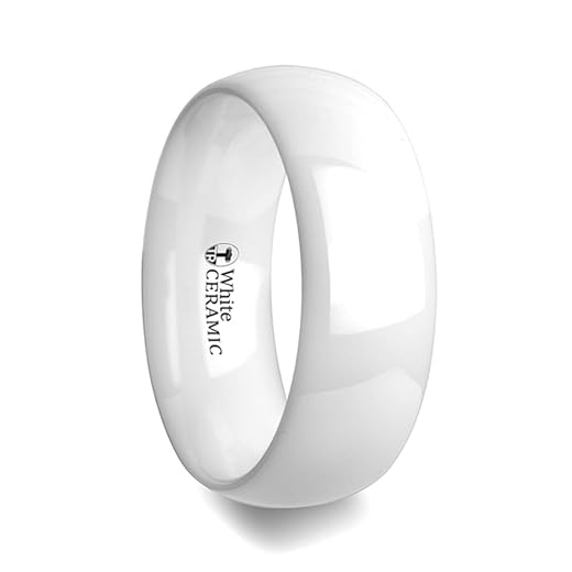 IVORY Engraved White Ceramic Ring