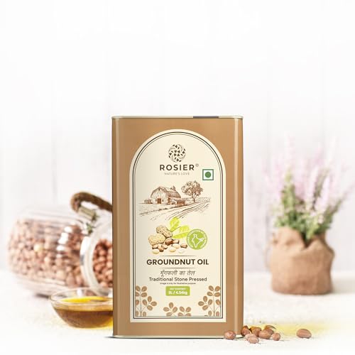 Image of Rosier Stone Pressed Organic Groundnut Oil 5 L | Traditional Wood Pressed Peanut Cooking Oil | Kolhu /Kacchi Ghani /Chekku | Pure, Natural and Healthy Groundnut Oil 5 Litre