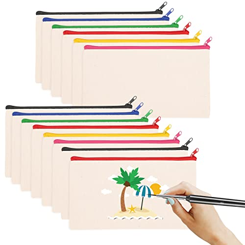14 Stück DIY Blanko Stoffbeutel 21 x 12 cm Ostertüten zum Befüllen Stoffbeutel zum Bemalen Federmäppchen Reise Kulturbeutel Taschen Zum Bemalen Schulmäppchen für Arbeit Schule Reisen Mitgebsel