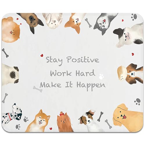 Image of FROGIGO Mouse Pad with Stitched Edges - Cute Dog Mousepad for Women, 9.25 x 7.75 inch Washable Square Desk Pad, Non-Slip Rubber Base, Office Home Laptop Accessories - Puppy Inspiration