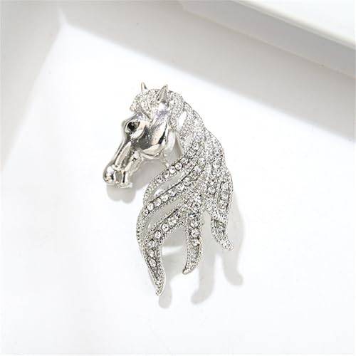 Image of Dreuyet Horse Brooch Pin Horse Racing Suit Lapel Pin for Women Men Rhinestone Antique Gold Horse Animal Brooch Clothing Outfits Accessory Jewelry