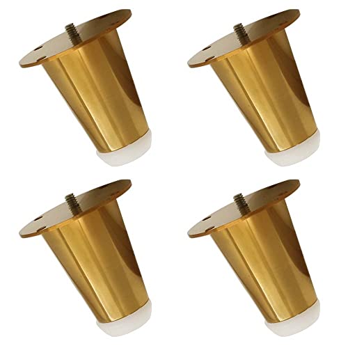 Image of VOLO Furniture Legs 3 inch, Heavy Duty Sofa Legs, Modern Style Furniture Legs, DIY Replacement SS Metal Legs for Table Cabinet Cupboard Sofa Couch Chair, (Set of 4 pcs)(A-67) (4 inch- 100 mm, Gold)