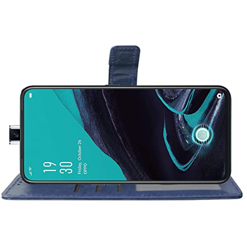 Image of Amazon Brand-Solimo Flip Leather Mobile Cover (Soft, Flexible & Kickstand Back case) Compatible for Oppo Reno2 F (Blue)