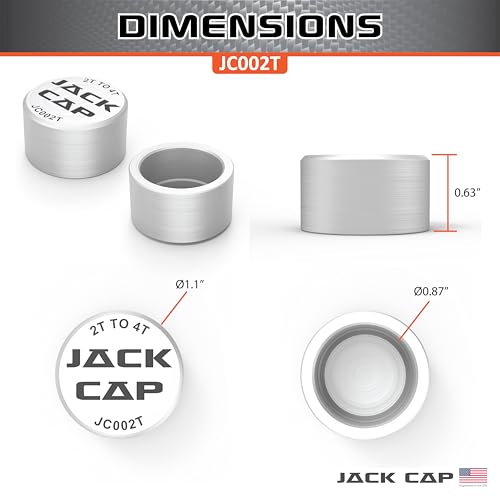 Image of 2 Ton Bottle Jack Saddle Adapter| JC002T by Jack Cap| Converts 2 Ton (0.87 inch) to 4 Ton (1.1 inch) Diameter| Billet Aluminum for JC004T (not incl.) Jack Pad Compatibility - Engineered in USA (2-Pack)