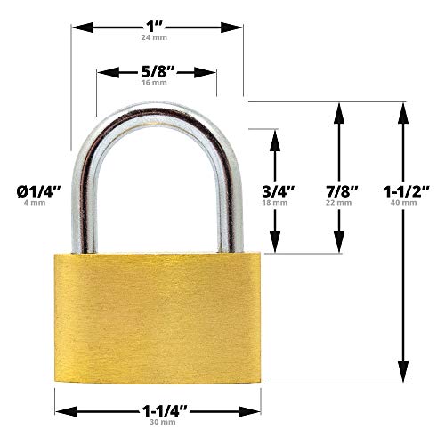 Image of Standard Shackle Brass Padlock 1-1 /4 inch (30mm)