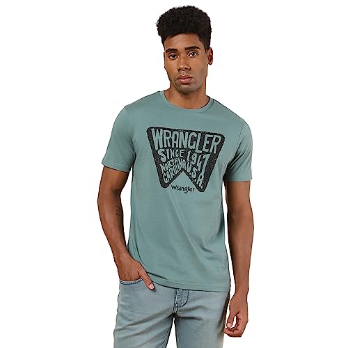 Image of Wrangler Men's Graphic Print Green T-Shirt (Regular)