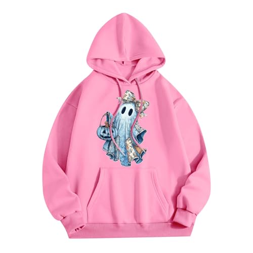 Halloween Hoodies for Women 2025 Fall Fashion Long Sleeve Cute Ghost Graphic Lightweight Hoodie with Pockets