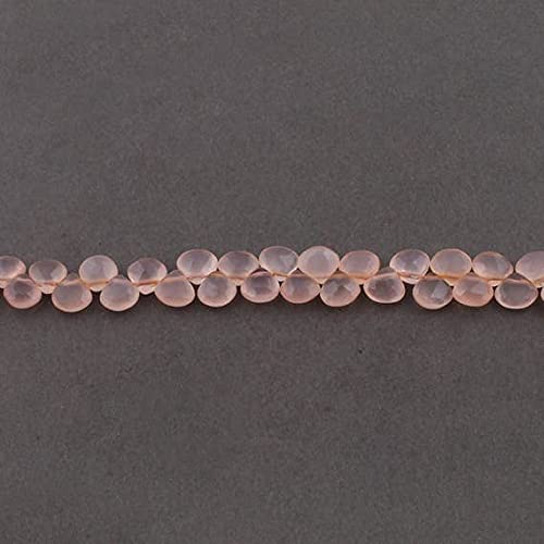 Perles calcédoine rose cœur briolette sans défaut pour enfilage facile Sb4331