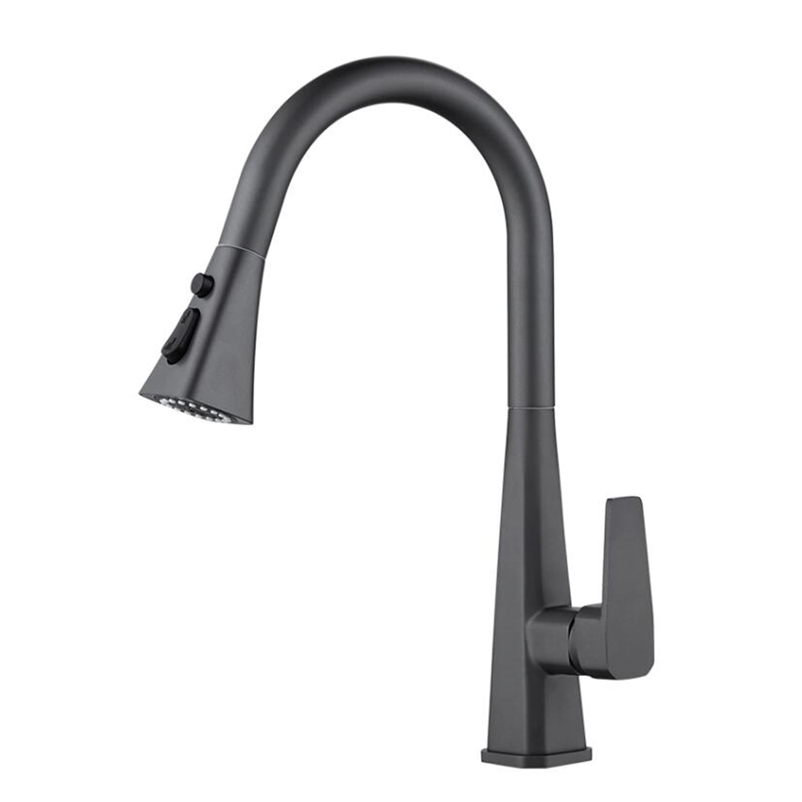 Robinet de cuisine laiton gris avec douchette rétractable et mitigeur d'évier haut de gamme