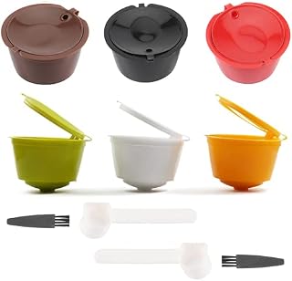Reusable Filters Coffee Capsule Filter Cup,Refillable Coffee Capsules Pods,Reusable Coffee Capsules Filter Cups Pods with Spoon and Cleaning Brush,Filter Pod Cups for Ground Coffee,Filter Coffee