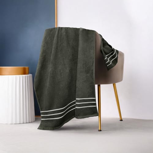 Image of Sassoon Melrose 100% Cotton Unisex Bath Towel in 400 GSM - Castor Grey (1 piece, 70x145 cm) Antibacterial Cotton Towels for Bathing, Light Weight & Quick Drying | Perfect for Daily Use