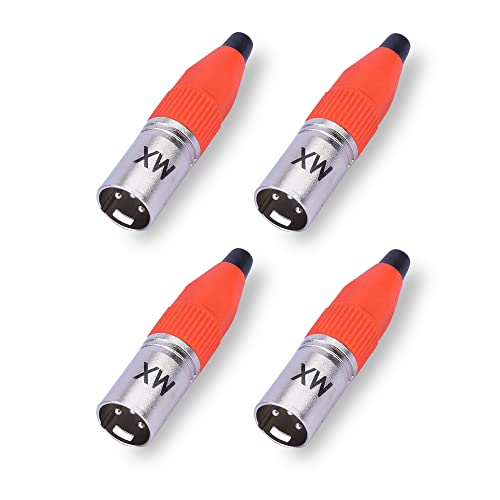 Image of MX 3 Pin XLR Microphone pin Pure Copper Nickel Plated Pins1 for High Conductivity microphone (3-pin microphone male connector, Pack of 4, Male Connector)