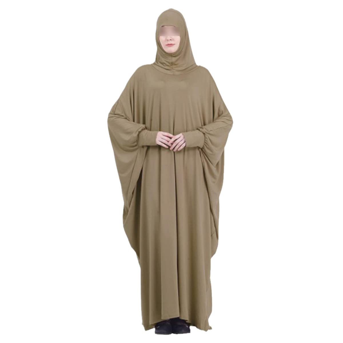 Hijab avec couverture complète et robe de prière musulmane fluide café - 8