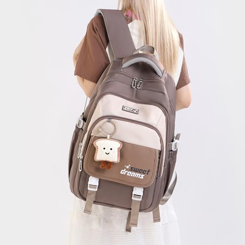 Makukke Schulrucksack Teenager, Schulranzen Mädchen 5.klasse 30L Stauraum Schultasche, Wasserdicht Rucksack Schule Lässiger Kinderrucksack mit Süßem Anhänger