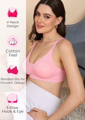 Image of Tweens Seamless Bonded Cotton Feel Invisi-Fit | Padded Wire-Free Full Coverage Bra | Cotton Lycra Fabric | Adjustable Straps | Hook and Eye Closure | Casual Everyday Wear| Pack of 1 |
