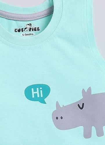 Image of CUTOPIES Boys & Girls Steel Grey Sleeveless T-shirt and Shorts Set (Pack of 1) Baby Boys' Clothing Sets