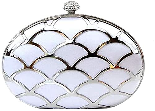 RajoNN Damen-Abendhandtaschen, Metall-Hohlquasten, Clutch-Tasche, Banketttasche, diagonale Paket-Kettentasche (blau) (rosa)